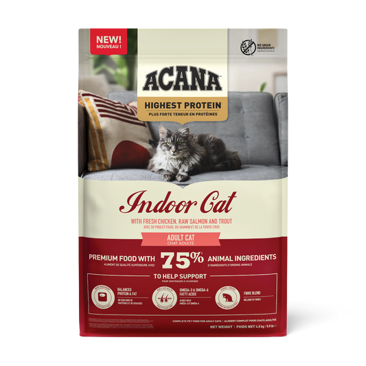 ACANA INDOOR HIGHEST PROTEIN ADULT CHICKEN , RAW SALMON & TROUT 1.8KG