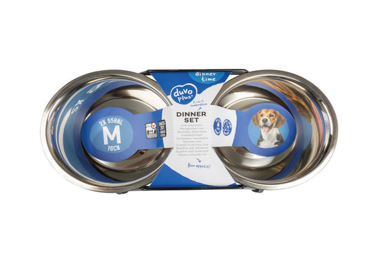 DUVO STAND WITH 2 BOWLS MEDIUM