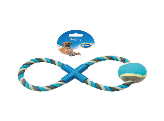 DUVO TUG KNOTTED COTTON 8-PULL RING TENNIS BALL 28CM