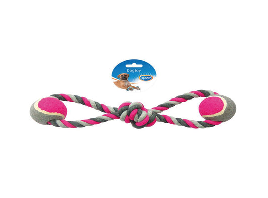 DUVO TUG KNOTTED COTTON 8-PULL RING TENNIS BALL 2X38CM