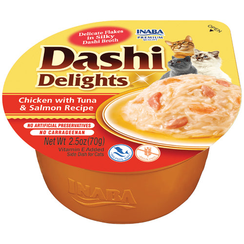 INABA DASHI DELIGHTS CHICKEN TUNA AND SALMON 70G