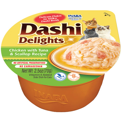 INABA DASHI DELIGHTS CHICKEN TUNA AND SCALLOP 70G