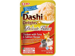 INABA DASHI DELIGHTS DELICATE FLAKES CHICKEN TUNA AND SALMON 40G