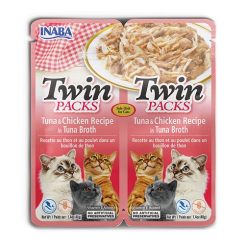 INABA TWIN PACKS CHICKEN AND TUNA IN TUNA BROTH 2X40G