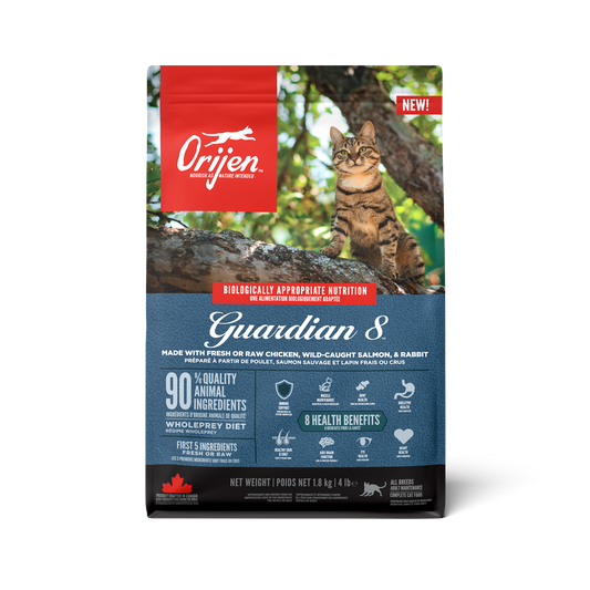 ORIJEN GUARDIAN 8 CHICKEN, WILD CAUGHT SALMON & RABBIT