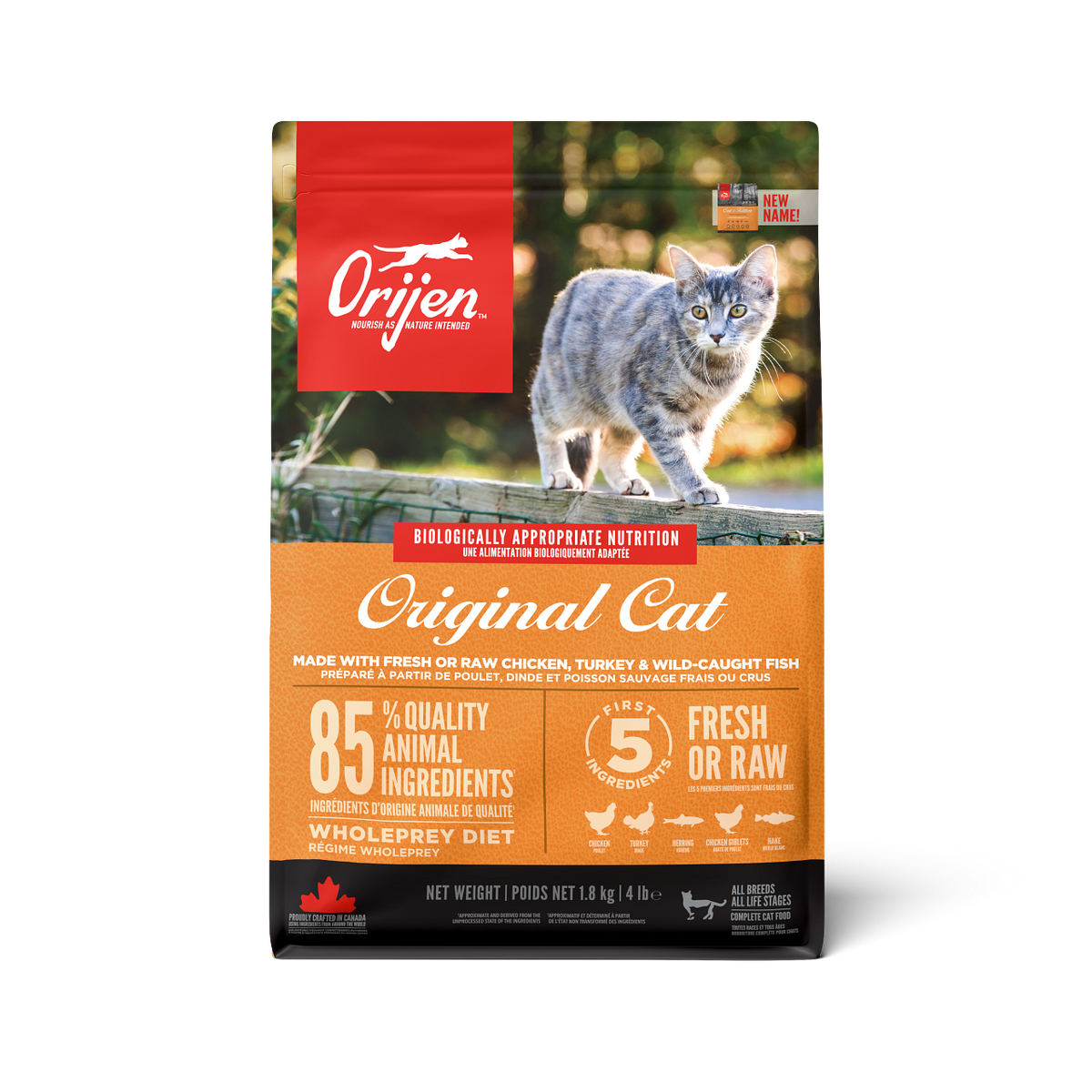 ORIJEN ORIGINAL CHICKEN ,TURKEY, & WILD CAUGHT FISH KITTEN AND ADULT