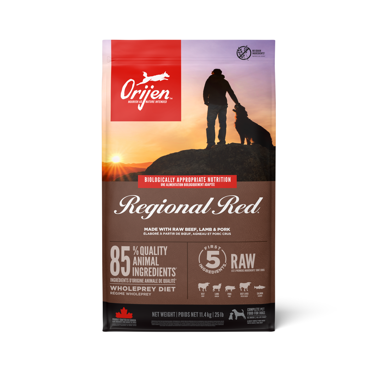 ORIJEN REGIONAL RED ALL LIFE STAGE RAW BEEF, LAMB & PORK