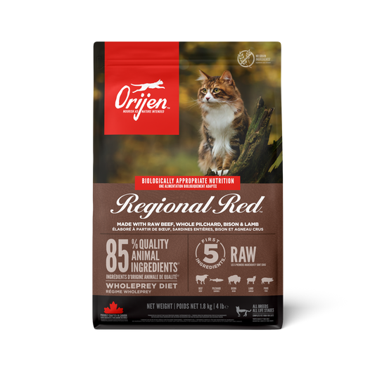 ORIJEN REGIONAL RED BEEF, WHOLE PILCHARD, BISON&LAMB KITTEN AND ADULT
