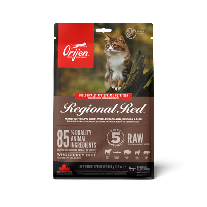 ORIJEN REGIONAL RED BEEF, WHOLE PILCHARD, BISON&LAMB KITTEN AND ADULT