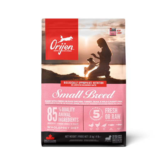 ORIJEN SMALL BREED ALL LIFE STAGE CHICKEN ,TURKEY, QUAIL, & WILD CAUGHT FISH