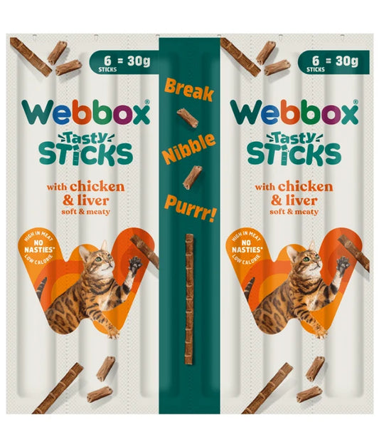 WEBBOX TASTY STICKS CHICKEN AND LIVER 6 STICKS