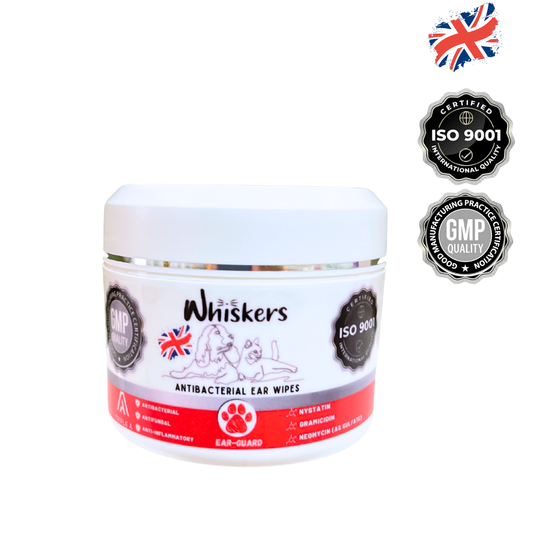 Whiskers Anti-Bacterial Ear Wipes For Dogs & Cats